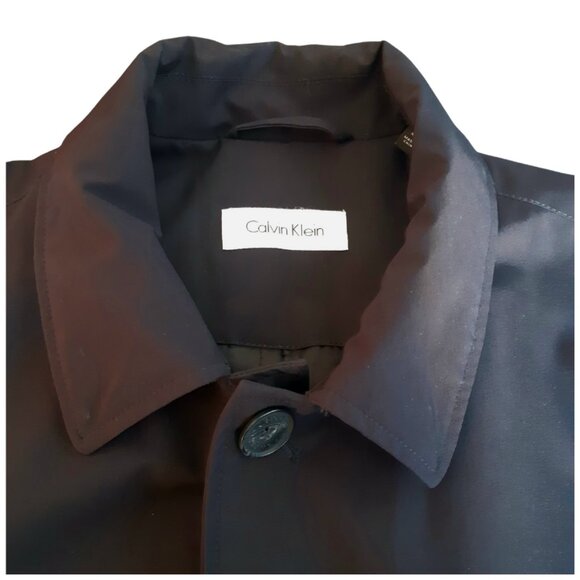 Calvin Klein SZ 42R Black Quilted Lined Men's Nylon Medium Length Overcoat - Picture 2 of 16